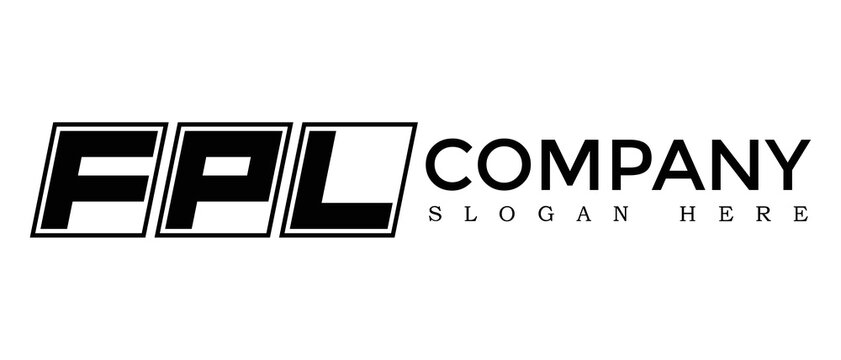 FPL three Letter Rounded rectangle boxes shape element symbol digital initial technology Media business logo design, Vector Template