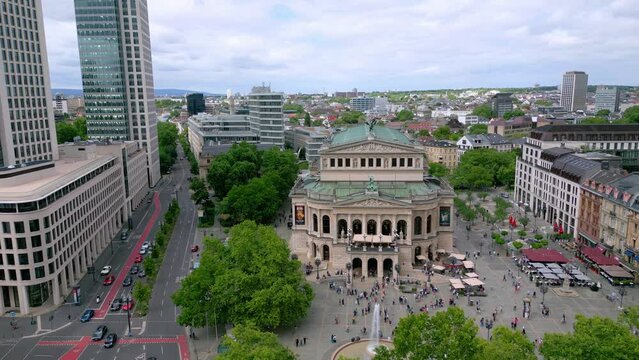 Old Opera building in Frankfurt called Alte Oper - aerial view - travel photography