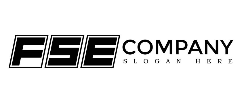 FSE three Letter Rounded rectangle boxes shape element symbol digital initial technology Media business logo design, Vector Template