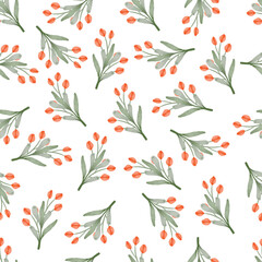 seamless pattern of orange floral bud for fabric