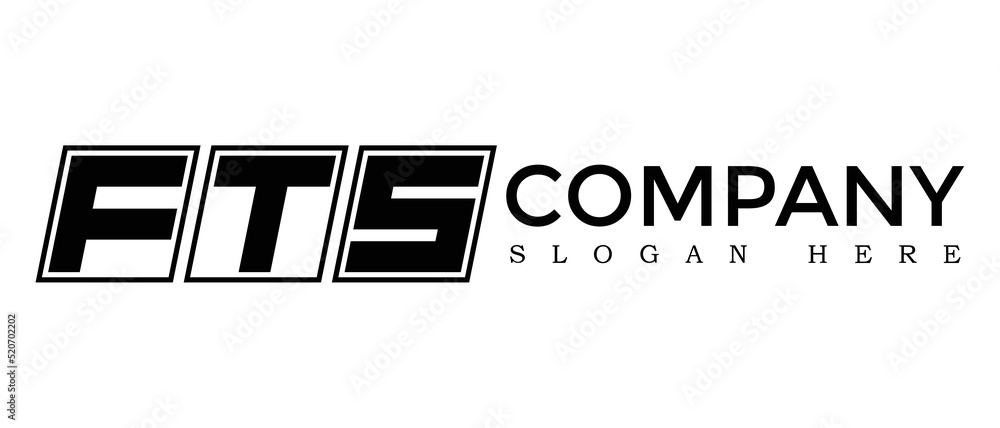 Poster fts three letter rounded rectangle boxes shape element symbol digital initial technology media busin