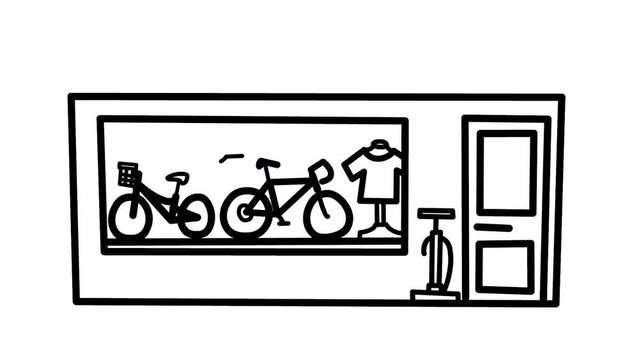 cycle shop Sketch and 2d animated