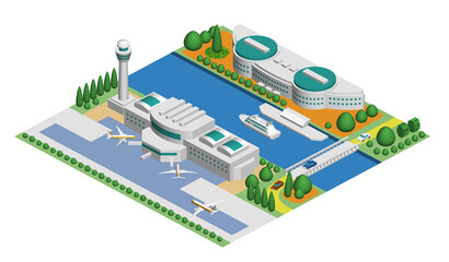 ブロックのように組み合わせれば大きな都市になる街並みイラスト　バリエーションあり