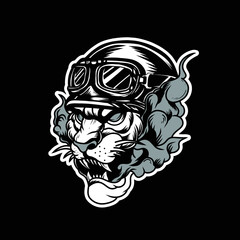The panther rider with a helmet looks scary, perfect for your t-shirt or merchandise design