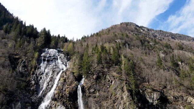 Aerial Drone - Alpine Landscape on Nardis Waterfalls