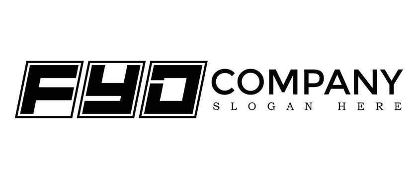 FYD three Letter Rounded rectangle boxes shape element symbol digital initial technology Media business logo design, Vector Template