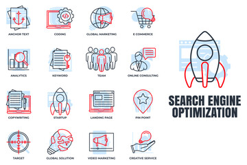 Set of Search Engine Optimization icon logo vector illustration. SEO Optimization pack symbol template for graphic and web design collection.