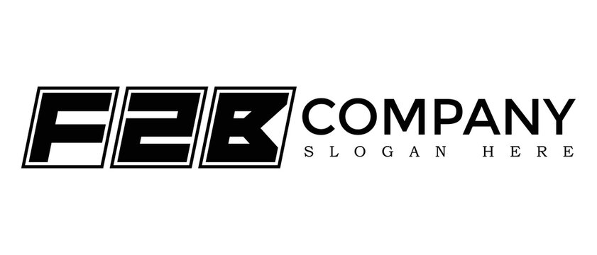 FZB three Letter Rounded rectangle boxes shape element symbol digital initial technology Media business logo design, Vector Template