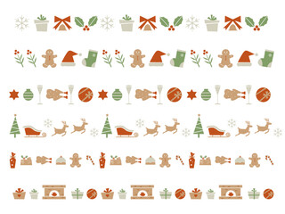 Fototapeta premium クリスマスのイラストの罫線セット