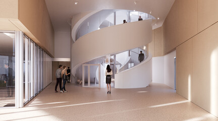 people walking in the corridor