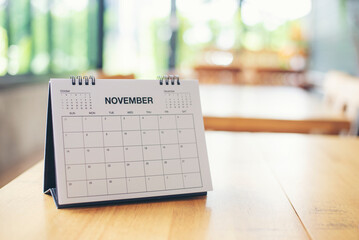 2022 Calendar desk place on the table. Desktop Calender for Planner to plan agenda, timetable,...