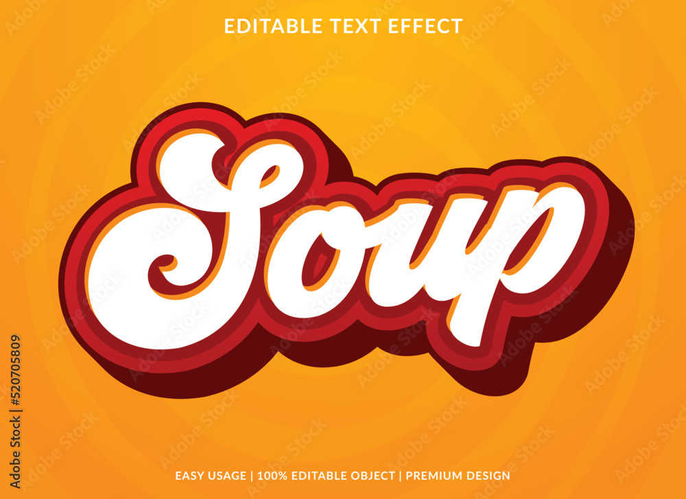 Poster soup editable text effect font template with abstract background style use for business logo