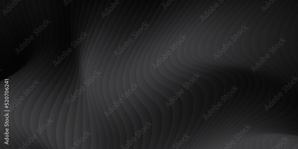 Poster abstract black and dark gray wave texture with smooth curve sheets overlay for luxury modern backgro