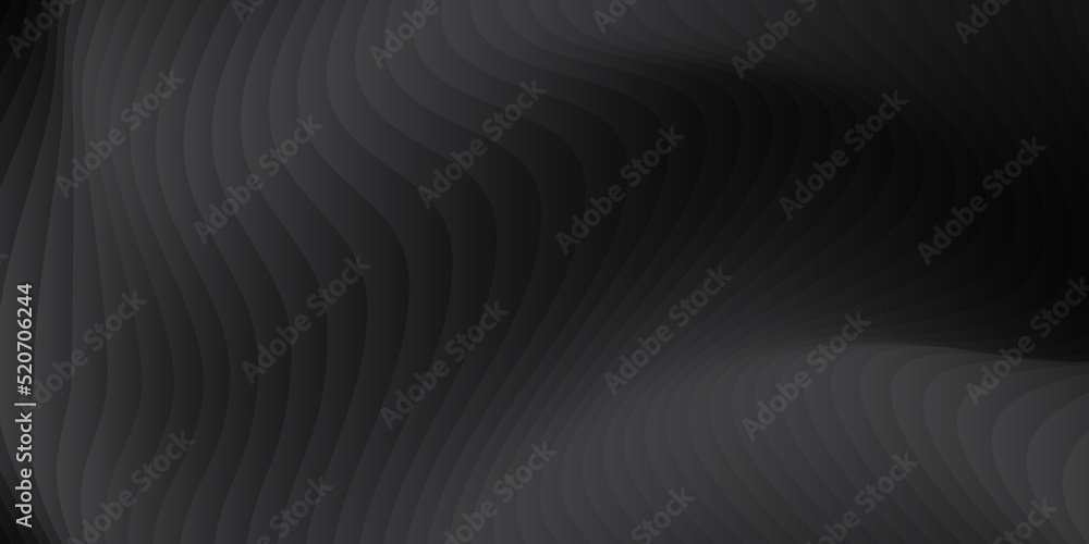 Poster Abstract black and dark gray wave  texture with smooth curve sheets overlay for luxury modern background. Vector illustration.