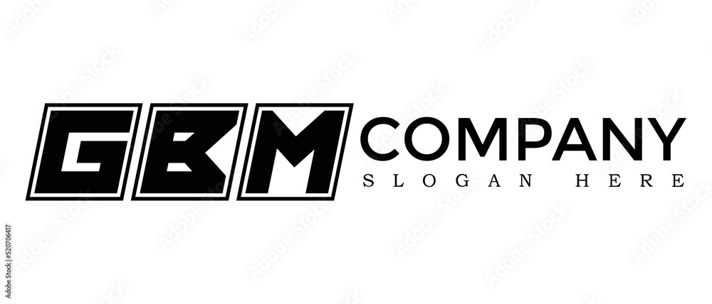 Poster gbm three letter rounded rectangle boxes shape element symbol digital initial technology media busin