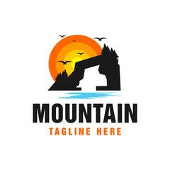 mountain scenery illustration logo design