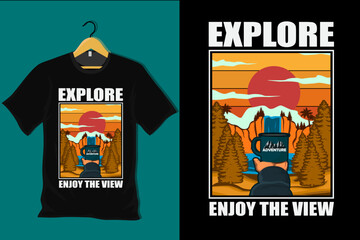 Explore Enjoy the View Retro Vintage T Shirt Design