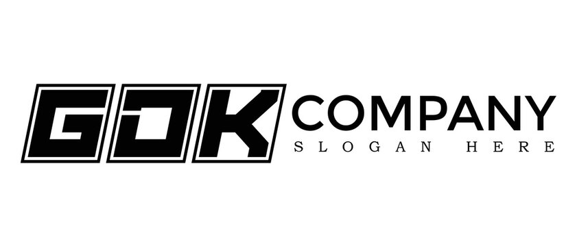 GDK three Letter Rounded rectangle boxes shape element symbol digital initial technology Media business logo design, Vector Template