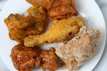 Freshly cooked flavored fried chicken