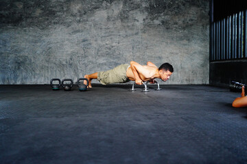 exercise of young asians, at the gym, sports, lifestyle fitness, burned energy, health concepts