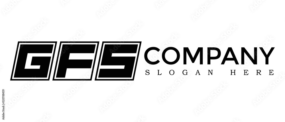 Poster gfs three letter rounded rectangle boxes shape element symbol digital initial technology media busin