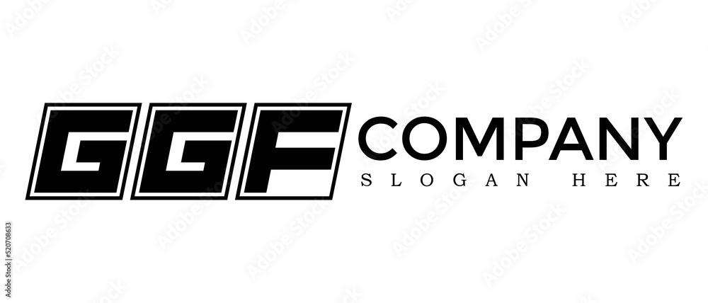 Poster ggf three letter rounded rectangle boxes shape element symbol digital initial technology media busin