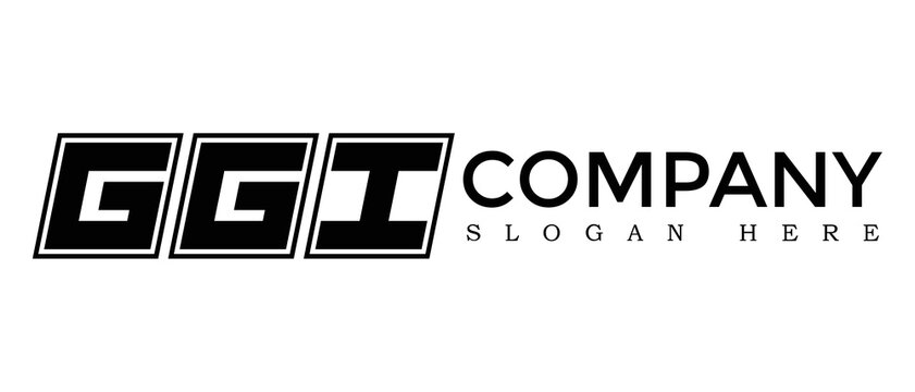 GGI three Letter Rounded rectangle boxes shape element symbol digital initial technology Media business logo design, Vector Template