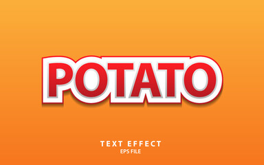Potato text effect template with cartoon style and bold font concept use for food brand label and logo. Vector illustration