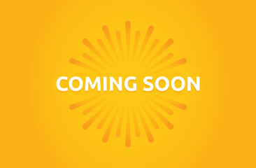 Coming soon yellow card advertising for announcing new product arrival vector design banner illustration.