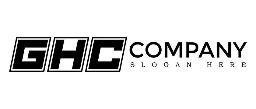 GHC three Letter Rounded rectangle boxes shape element symbol digital initial technology Media business logo design, Vector Template