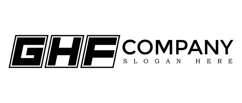 GHF three Letter Rounded rectangle boxes shape element symbol digital initial technology Media business logo design, Vector Template