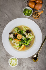 vegetables stir fry or indonesian capcay is Indo chinese fusion food at white plate