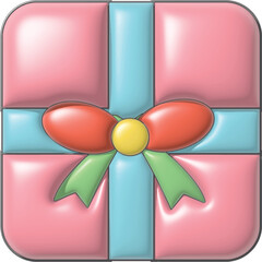 3d red gift boxe with pink pastel ribbon bow