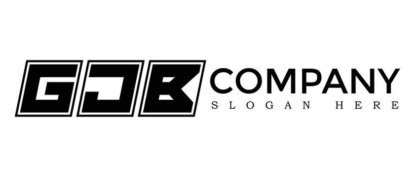 GJB three Letter Rounded rectangle boxes shape element symbol digital initial technology Media business logo design, Vector Template