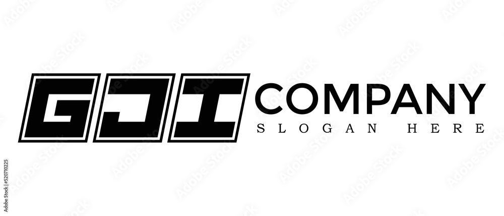 Poster gji three letter rounded rectangle boxes shape element symbol digital initial technology media busin
