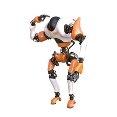 Cartoon character roboter isolated on white background. Character for collages, Clipart, photobashing. 3d rendering illustration.