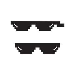 Fototapeta premium Sunglasses pixel icon black color. Vector illustration symbol