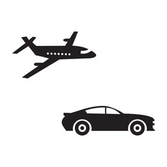 airplane and car icon vector illustration sign	