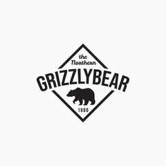 Simple vintage grizzly bear emblem vector illustration design. Minimalist bear logo design