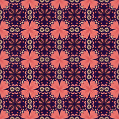Seamless Background Retro Garden Nature Aboriginal Floral Damask Traditional Pattern Art