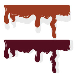 Drip chocolate vector illustration. chocolate splash and flow drops of dark or milky choco. drip choco
