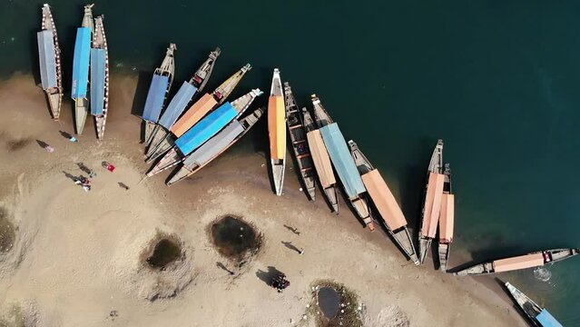 Aerial view. Bisnakandi, Rustompur Union, Gowainghat Upazila, Sylhet, Bangladesh. 