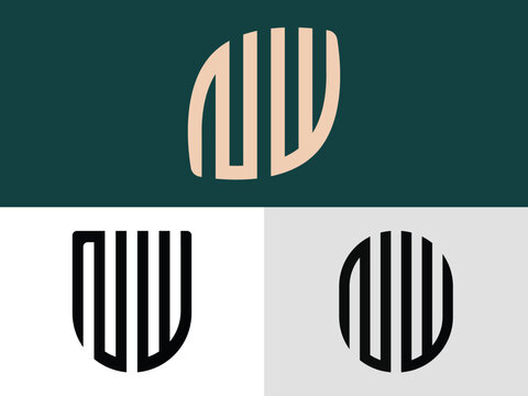 Creative Initial Letters NW Logo Designs Bundle.