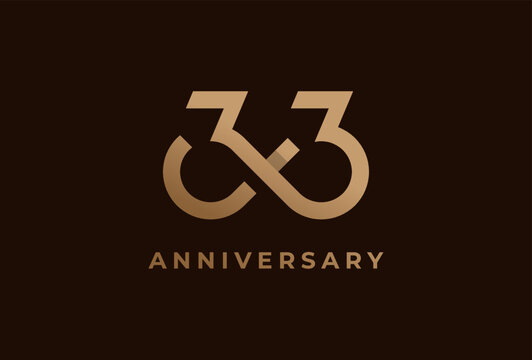 Abstract Number 33 Logo, Number 33 with infinity icon combination, can be used for birthday and business logo templates, flat design logo, vector illustration