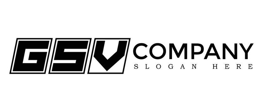 GSV three Letter Rounded rectangle boxes shape element symbol digital initial technology Media business logo design, Vector Template