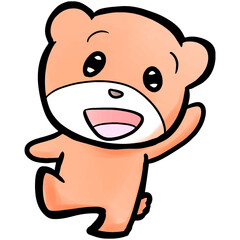 手を上げているつぶらな瞳のくまのイラスト