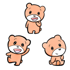 つぶらな瞳のくまのイラストのセット