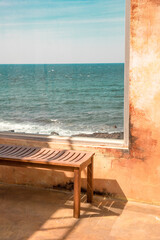 a beautiful view of the sea from the window