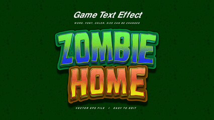 Zombie Home game text effect cartoon style editable