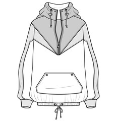hoodie jacket winter wear flat sketch vector illustration © SQB Creation 